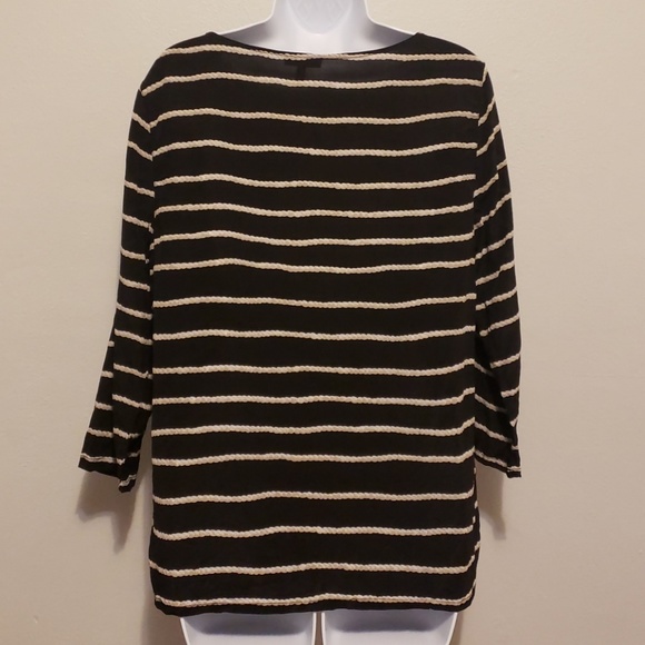 JOIE Black rope print striped blouse - Picture 3 of 3